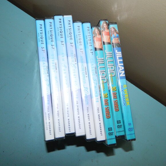 Physique 57 DVD Workout & Jillian Michaels Workout DVD Lot of 9 Sealed - Picture 1 of 5